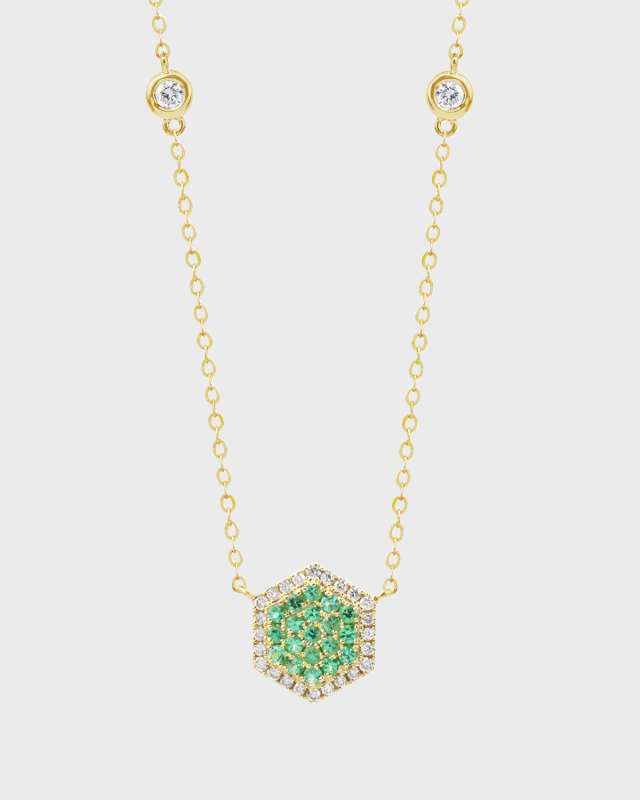 Honeycomb Emerald and Diamond Necklace